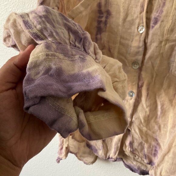 Zara Tie -Dye Blouse with Pockets Button down size M Boho Prairie Vintage Grunge - Picture 3 of 4
